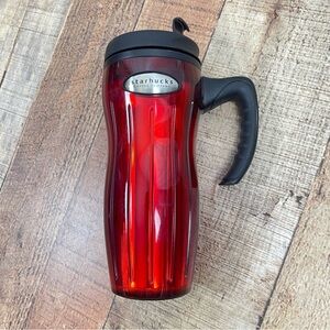 Starbucks Red Translucent Travel Mug with Handle Thermos Coffee Tea Insulated